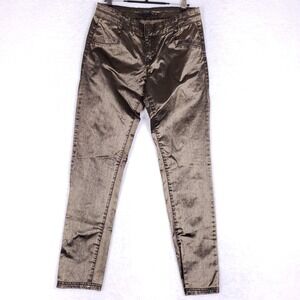 Miguel Ángel Leal Metallic Bronze Slim Pants Size 42 Stretch Designer Spain